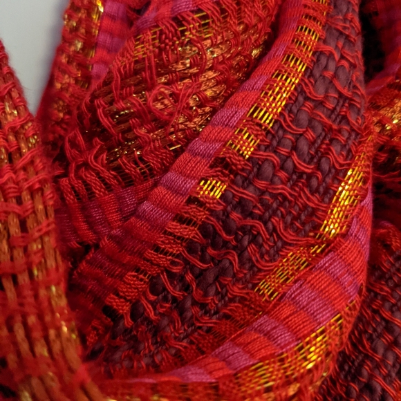 NWOT Infinity Scarf 20"W x 36"L Red/Gold/Purple/Pink Made in India - Picture 5 of 5